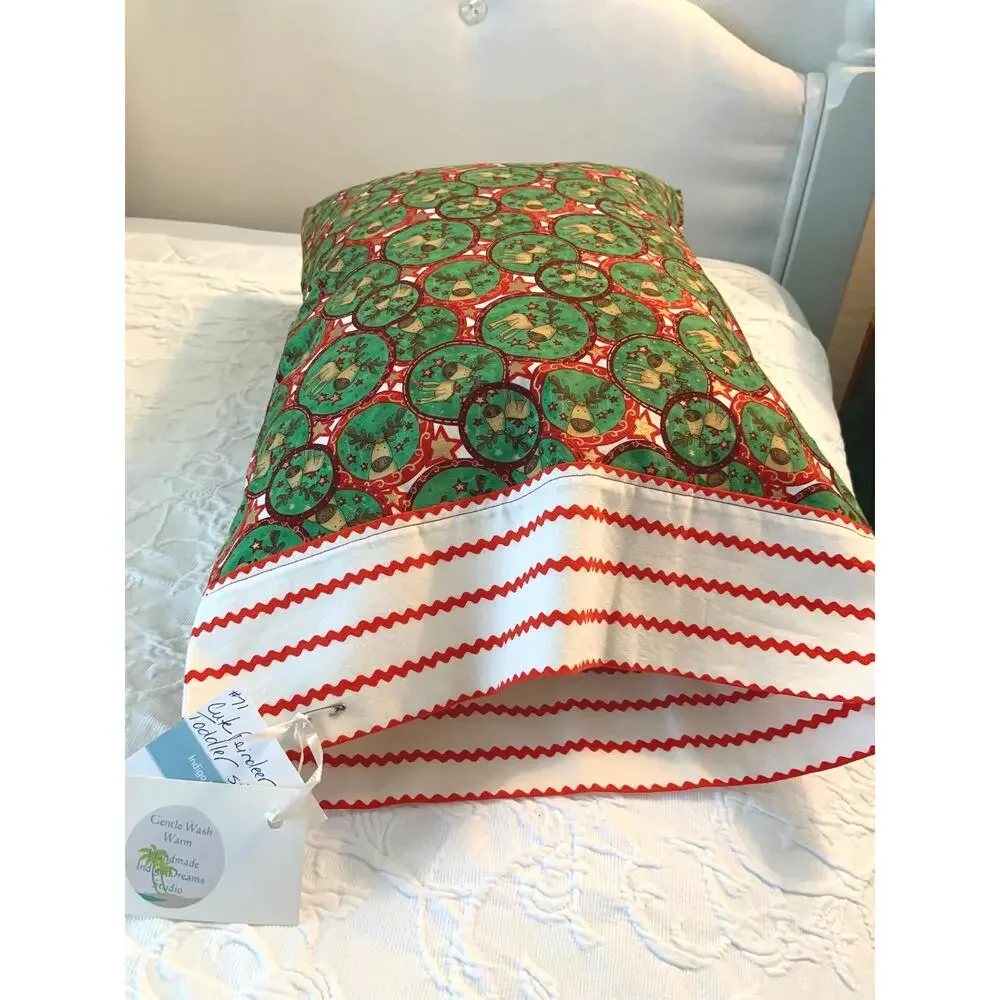 Christmas Reindeer Pillowcase, 100% Cotton Toddler/ Travel Pillow